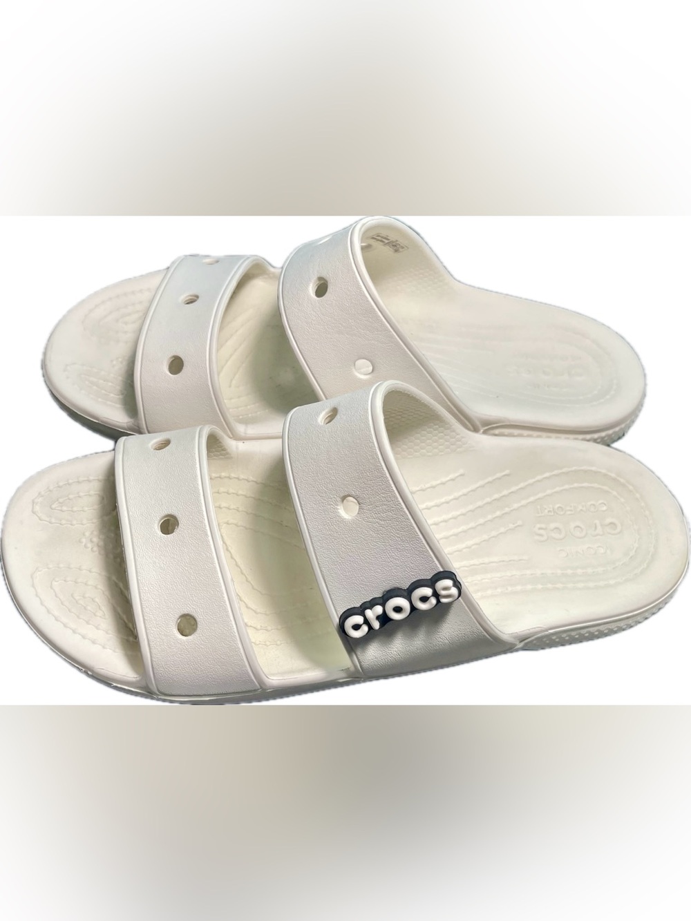 Crocs Classic Slide V2 Two Strap Sandals White Womens 9 Mens 7 Unisex